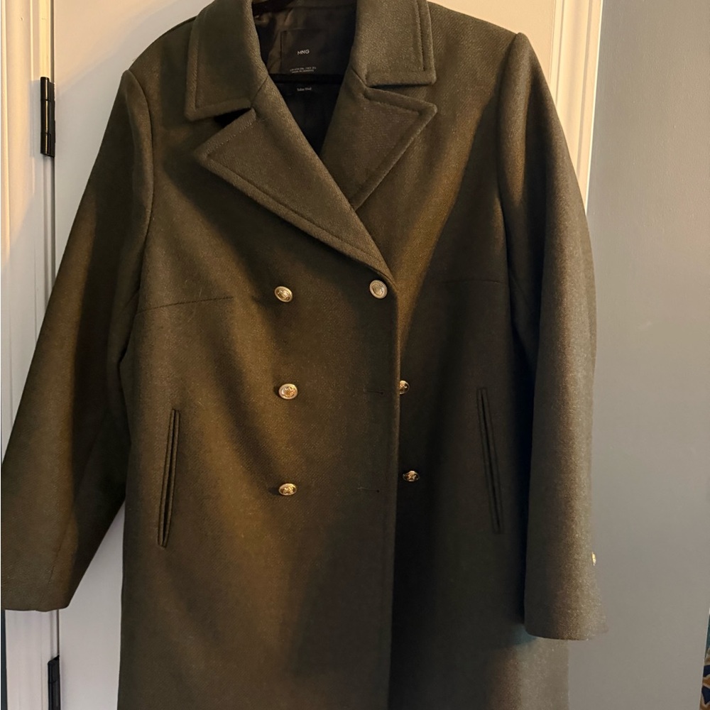 Mango Women’s Double-Breasted Coat - Olive Green